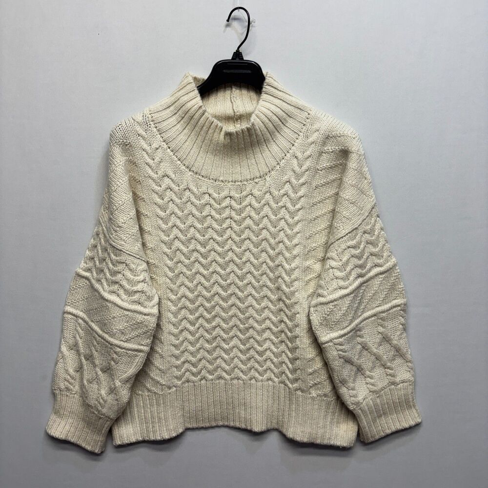 Sayaka Davis Women 100% Wool Fisherman Cable Knit Sweater Size Medium D111 -14